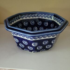 Polish Pottery Boleslawiec Octagonal Ceramic Bowl
